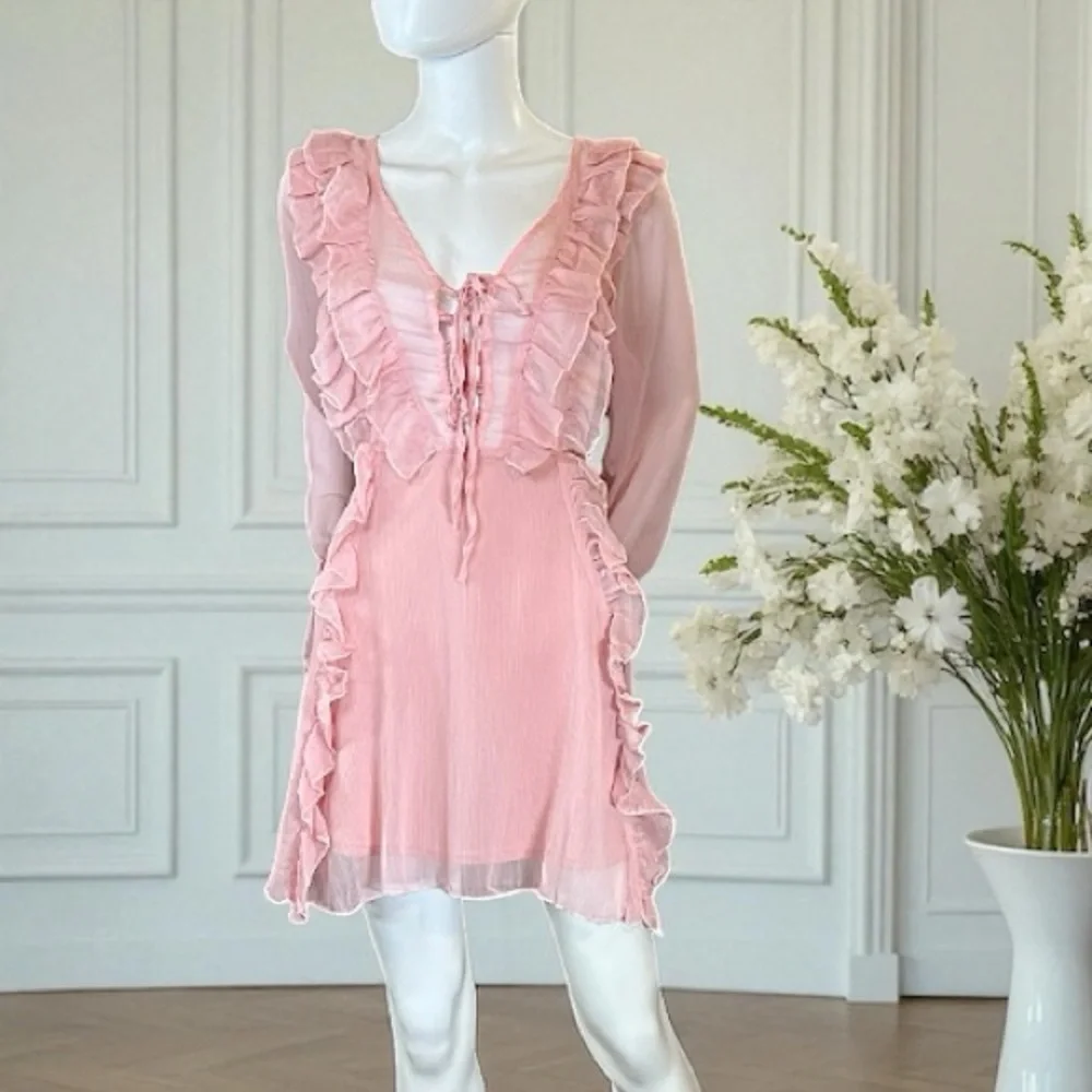 sheer peasant dress SAMPLE - SHEER PEASANT DRESS - MAGENTA FLORAL
